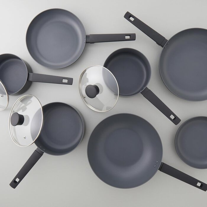 Набір сковорідок Russell Hobbs COMBO-8694 Shield 3 шт. (20/24/28 см) з антипригарним покриттям для індукції, стійкий до металевого посуду, 5 років гарантії, чорний
