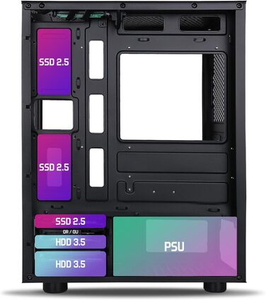 Корпус для ПК Spirit Of Gamer Rogue 7, RGB підсвітка, 6 ARGB вентиляторів 120 мм, сумісний з mATX, середній геймерський корпус із загартованим склом, оптимізований для охолодження