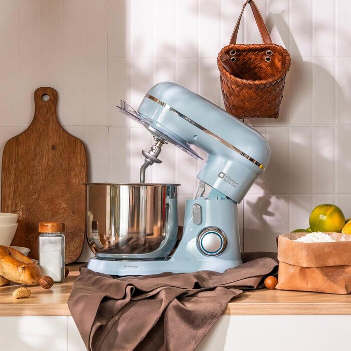 Кухонний комбайн Kitchen in the box — планетарний міксер та тістоміс 3.5 л, 10 швидкостей, з насадками (гак, вінчик, міксер), синій