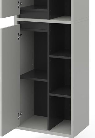 Пенал для ванної Vicco Viola, антрацит, 50x170 см, з дверцятами і відкритими полицями