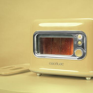 Тостер Cecotec RetroVision жовтий, 2 відділення, 700 Вт, ретро-дизайн, автоматичне вимкнення