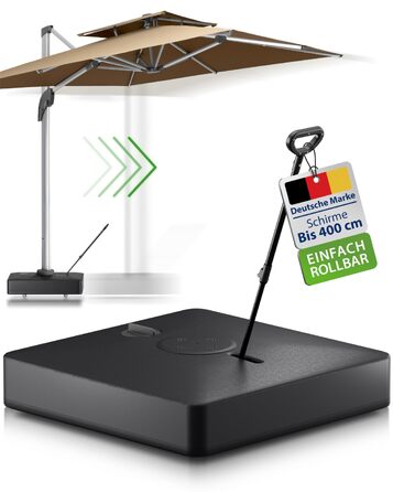 Стійка для парасольки Gartenzeit® мобільна, 162 кг, чорна - для великих парасольок та садових зонтів