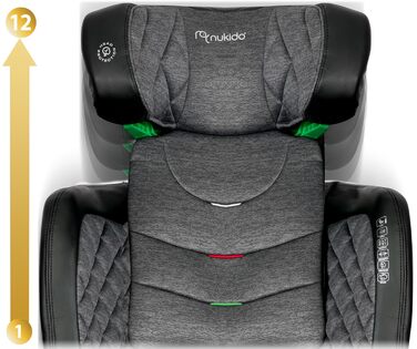 Автокрісло Nukido для дітей 15-36 кг, 4-12 років, ISOFIX, регулювання підголівника та нахилу, Louis (темно-сірий)