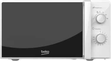 Мікрохвильова піч Beko MOC20100WFB 20 л, 700 Вт, біла, з таймером до 30 хв, 5 режимів, функції розморожування та підігріву, механічне керування, тарілка 24,5 см