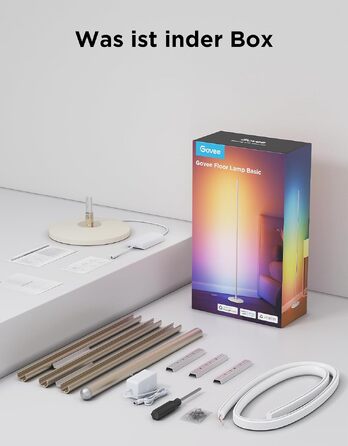 Розумна RGBIC LED торшерна лампа Govee для вітальні, WiFi підсвітка 1000лм з регулюванням яскравості, золотиста (набір 2 шт)