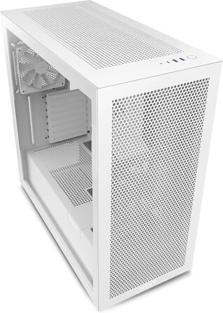 Корпус для ПК NZXT H7 Flow ATX Mid-Tower, білий, скляна та сітчаста панелі, USB-C, підтримка водяного охолодження, ігровий