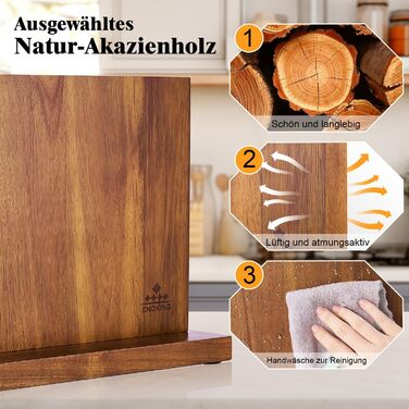 Магнітний блок для ножів ENOKING Spitzenklasse Plus, двосторонній, акацієве дерево, без ножів, 38,6x23x10,2 см
