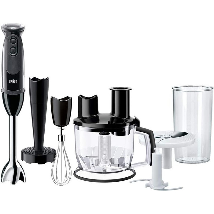 Блендер Braun MultiQuick 5 Vario MQ 5277BK, 1000 Вт, нержавіюча сталь, 4 насадки, чорний