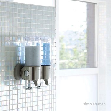 Диспенсер для рідкого мила simplehuman BT1028, подвійний, настінний, 2×444 мл, нержавіюча сталь, гарантія 5 років