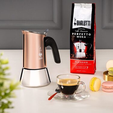 Кавоварка Bialetti New Venus на 6 чашок, з антипригарною ручкою, з нержавіючої сталі, бронзова, не для індукції, 235 мл