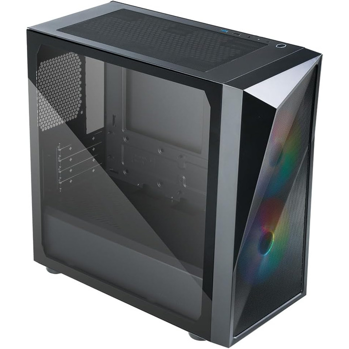 Корпус для ПК Cooler Master CMP 320 Mini-Tower, чорний, Micro-ATX, скляна бічна панель, 2x 120 мм ARGB вентилятори, підтримка різних компонентів, з кришкою для блоку живлення