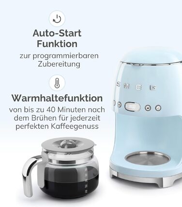 Кавоварка крапельна Smeg DCF02NBEU чорна 12 чашок з автостартом та регулюванням міцності