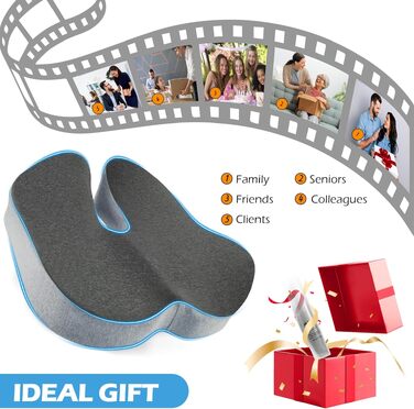 Подушка для офісного крісла Lofty Aim з Memory Foam: ергономічна, для куприка, при болях в спині та сідницях, для офісу, авто, літака, інвалідного візка – чорний та сірий