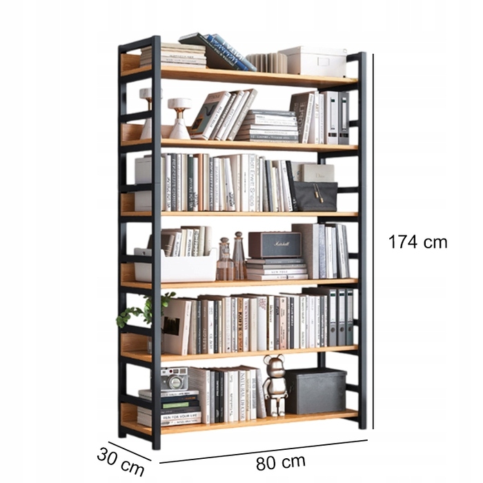 Стелаж Rebiko 80 x 174 x 30 см, чорний, відтінки коричневого