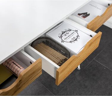 Письмовий стіл Sogesfurniture з 3 шухлядами, білий комп'ютерний стіл для офісу та дому, 110x50x78 см, металеві ніжки