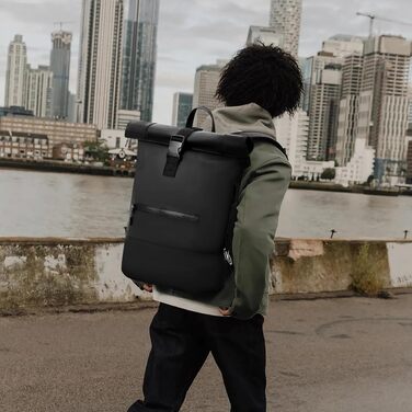 Водонепроникний рюкзак Rolltop для ноутбука, унісекс (чоловічий та жіночий), чорний, розмір L