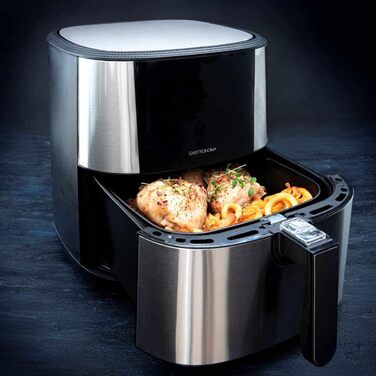 Аерофритюрниця Gastronoma 6 л XXL з нержавіючої сталі, цифровий LED-дисплей, 8 програм, 1800 Вт, без олії, чорна