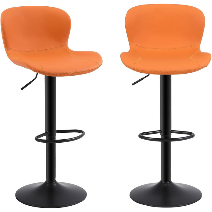 Стілець барний Youhauchair, 2 шт, регульований, PU шкіра, водостійкий, з підлокітниками, обертовий, сучасний, помаранчевий