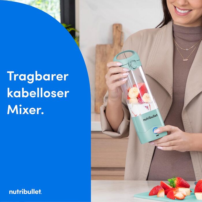 Портативний блендер nutribullet 475 мл, без BPA, USB-C, багатофункціональний, блакитний