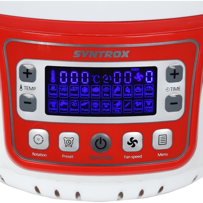 Аерофритюрниця Syntrox Germany Turbo 10 л, LED-дисплей, до 250°C, без олії, червона