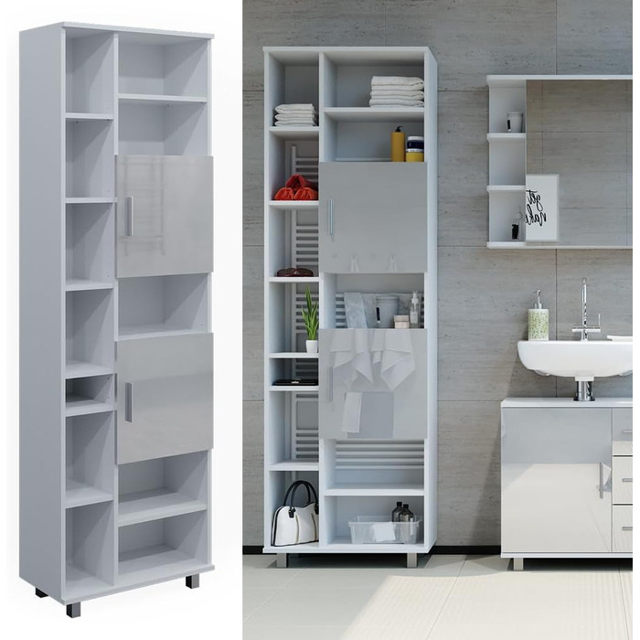 Шафа для ванної Vicco Ilias, білий глянець, 60x190 см