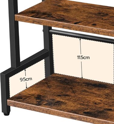 Полиця для спецій HOOBRO з тримачем для ножів та 3 гачками, органайзер для кухні та ванної кімнати, регульовані ніжки, темно-коричневий з чорним, EBF01TL01