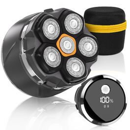 Машинка для гоління голови Glatzen 2026 IPX8, 6D, USB-C, дисплей LED, вологостійка, для сухого та вологого гоління, сіра