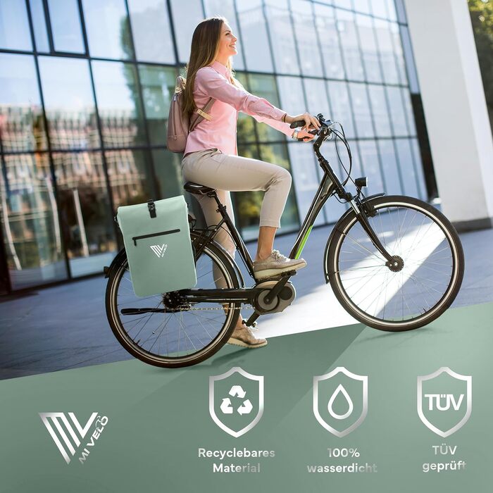 Велосипедна сумка на багажник MIVELO 3в1: рюкзак, сумка через плече, водонепроникна, без ПВХ, з відсіком для ноутбука, карбон