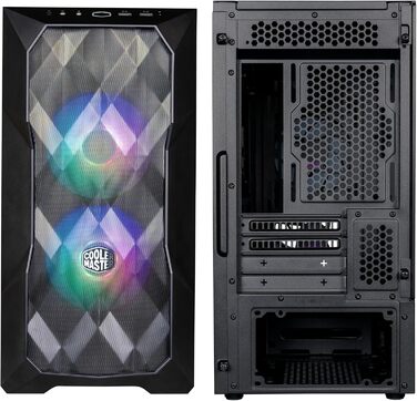 Корпус для ПК Cooler Master TD300 Mesh Mini-Tower для Micro-ATX та Mini-ITX, ігровий корпус з високим повітряним потоком, 2 ARGB вентилятори 120 мм, бічна панель із загартованого скла, знімна кришка, ARGB/PWM-хаб