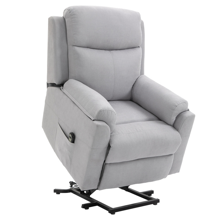 Крісло з електричною відкидною спинкою HOMCOM для літніх людей, льон Touch Light Grey 83 x 89 x 102 см, зручний допоміжний засіб для стоячи