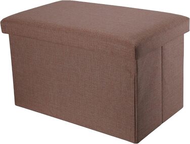Складана пуф-сидіння INTIRILIFE 78x38x38 см, бурштиново-коричнева, з кришкою та відділенням для зберігання, лляна тканина, пуф-скриня, підставка для ніг
