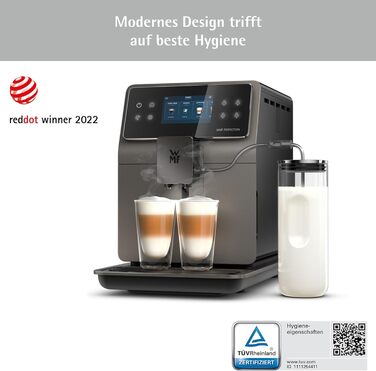 Кавомашина WMF Perfection 780L з молочною системою, 18 напоїв, подвійний термоблок, сталевий млинок, профілі користувачів, резервуар для молока 1 л, сертифікат гігієни TÜV