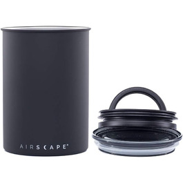 Контейнер для кави Airscape з нержавіючої сталі – герметичний контейнер для зберігання продуктів – запатентований дизайн – зберігає свіжість продуктів (середній, матовий чорний)