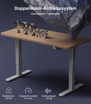 Регульований по висоті каркас для письмового столу JUMMICO з 2 моторами, сірий