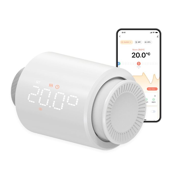 Розумний термостат на радіатор Wi-Fi Tuya EZ-TRV702W з програмуванням, датчиком температури та керуванням через додаток