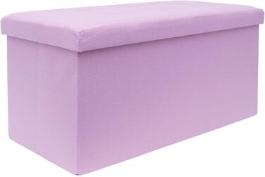 Складаний пуф INTIRILIFE 76x38x38 см, тканинний, рожевий, з кришкою та місцем для зберігання – банкетка-скриня, пуфік для ніг, органайзер