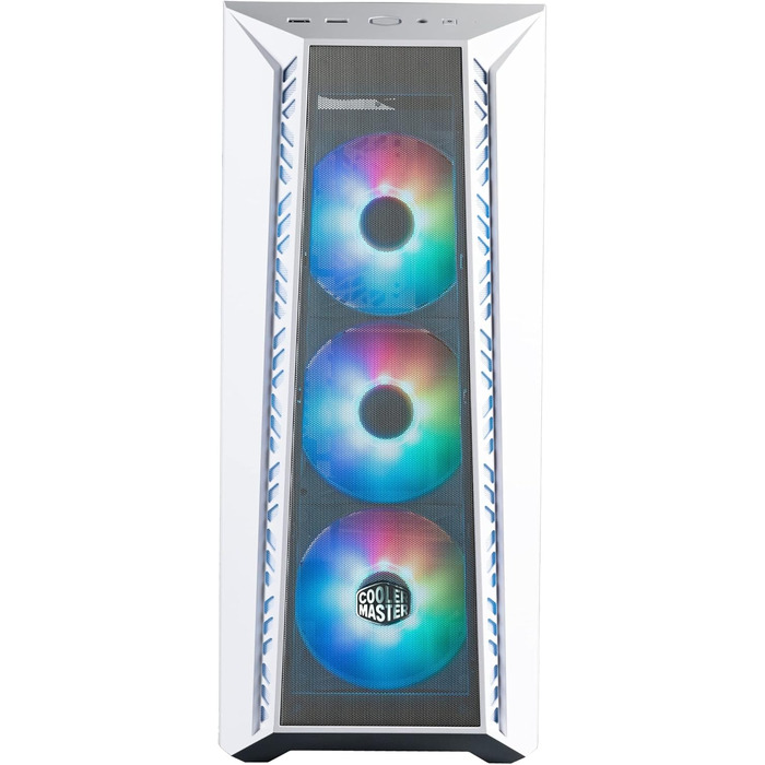 Корпус для ПК Cooler Master MasterBox 520 Mesh, Mid-Tower ATX, 3 встановлені вентилятори, кілька варіантів охолодження, сітчаста передня панель, бічна панель із загартованого скла, ARGB-контролер, білий