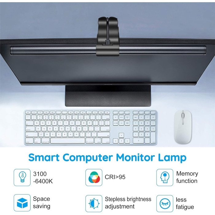 LED лампа для монітора OOWOLF 41 см, USB, антиблікова, регулювання яскравості та кольору, захист для очей, без мерехтіння, для комп'ютера, читання