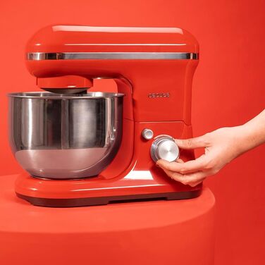 Міксер Cecotec Cecomixer Merengue 5L 1200W з 6 режимами, червоний. 5л чаша з нержавіючої сталі, аксесуари для збивання та замішування