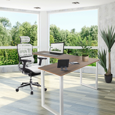 Робочий стіл WORKSPACE BASIC I 165 x 120 см горіх / білий hjh OFF