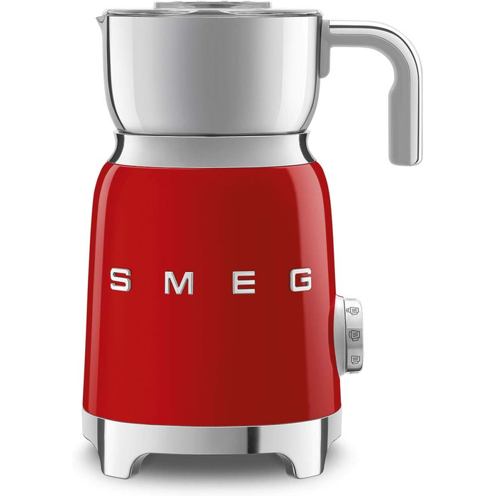 Електричний індукційний спінювач молока SMEG MFF11RDEU, 600 мл, 500 Вт, 6 програм, знімна карафа, червоний, преміум-дизайн