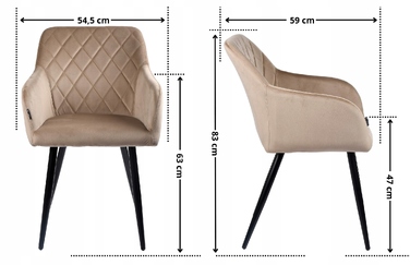 Стілець Exito Design, велюр, бежевий, 1 шт.