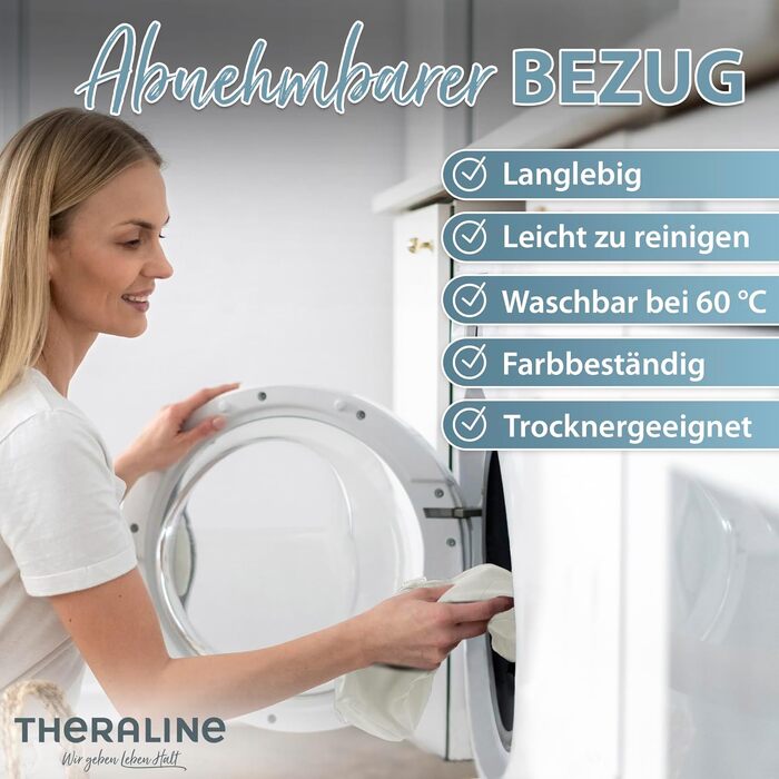 Theraline Клиновидна подушка ортопедична для офісного крісла, з піни високої якості, для авто, знімний чохол 100% бавовна, прання 60°C (Кремовий)