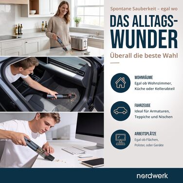 Акумуляторний ручний пилосос Nordwind Flex для дому та автомобіля, бездротовий