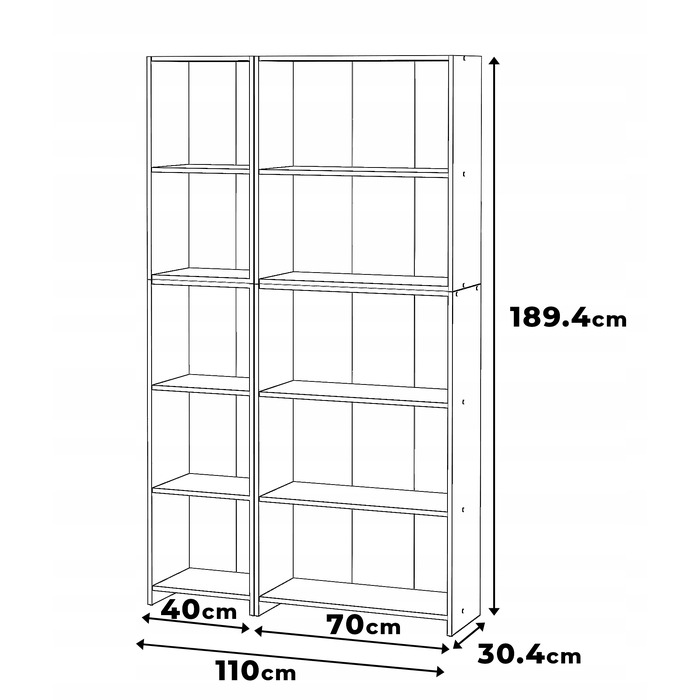 Стелаж Stiv-Meble 110 x 189,4 x 30,4 см, колір: дуб вотан