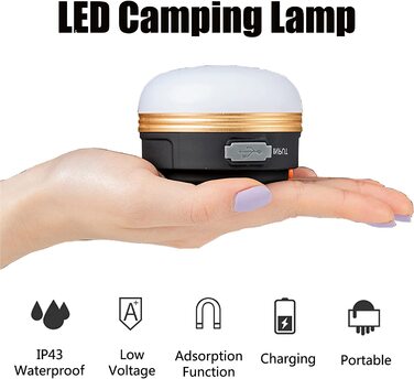 Yizhet LED кемпінгові ліхтарі 2 шт, USB акумуляторні, водонепроникні, 1800mAh, 3 режими, для намету, риболовлі, походів, екстрених ситуацій