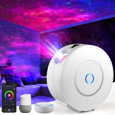 Розумний LED-проектор зоряного неба MILFECH: RGB-лампа 3D Галактика з керуванням через WLAN, Alexa та Google Assistant, таймером та регулюванням яскравості, нічник для дітей та свят