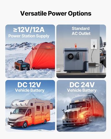 Дизельний опалювач VEVOR 8 кВт, 12/24V, портативний, з Bluetooth, пультом ДУ та LCD, 5л бак, для вантажівок та автодому