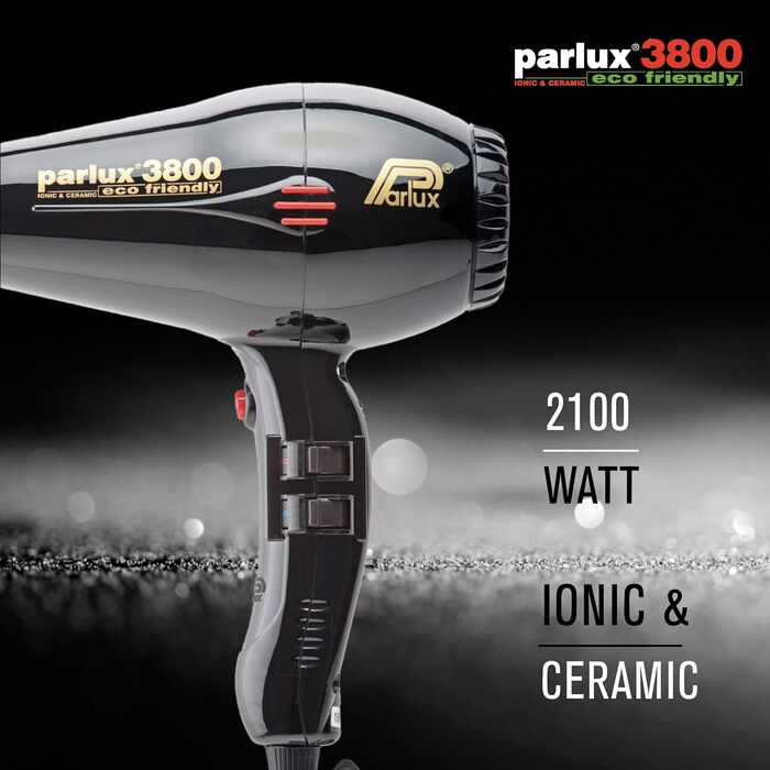 Фен Parlux 3800 Ecofriendly чорний, професійний, енергозберігаючий