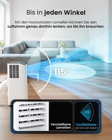Мобільний кондиціонер Pro Breeze 9000 BTU 4-в-1: охолодження, вентиляція, осушення, нічний режим. Клас енергоефективності A, пульт, таймер 24 год, управління зі смартфона